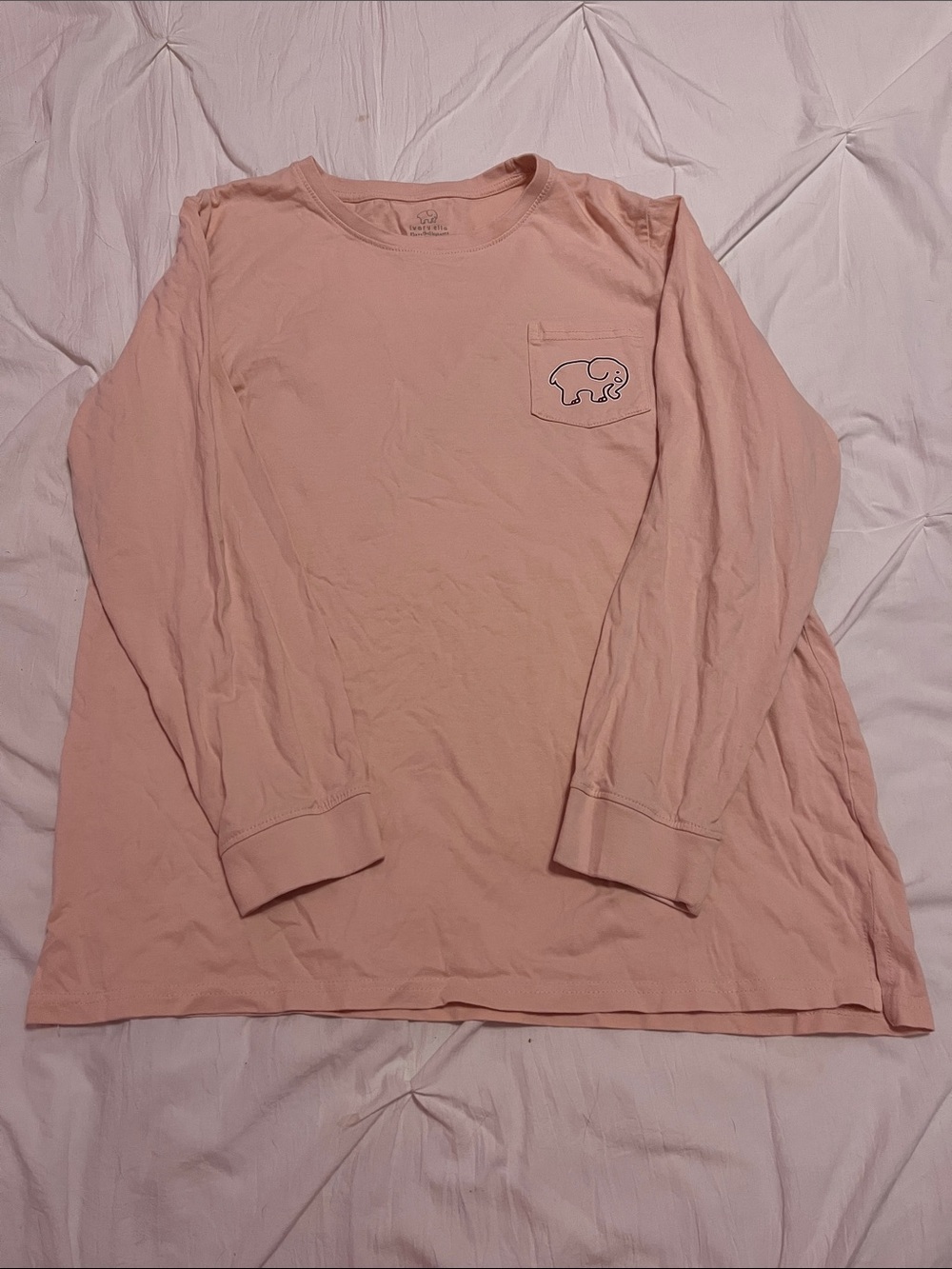 Ivory Ella Peach Crewneck Tee with Elephant Logo